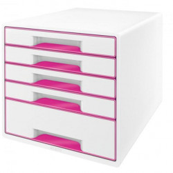 Zásuvkový box Leitz WOW s 5 zásuvkami metalický ružový