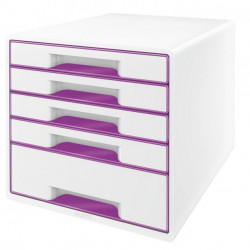 Zásuvkový box Leitz WOW s 5 zásuvkami purpurový