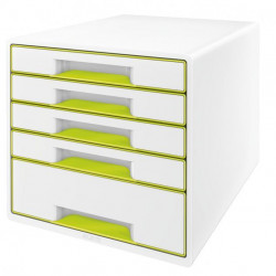 Zásuvkový box Leitz WOW s 5 zásuvkami metalický zelený