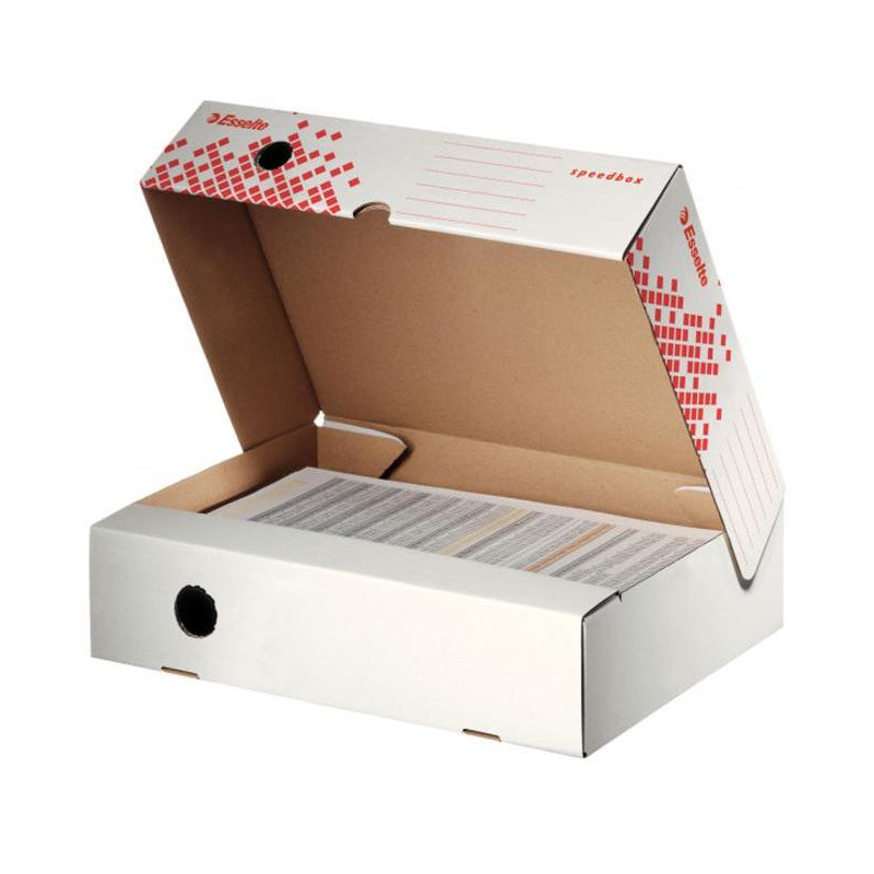 Archívny box Esselte Speedbox so sklápacím vekom 80mm biely/červený