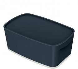 Úložný box s vekom Leitz MyBox, veľkosť S zamatový šedý