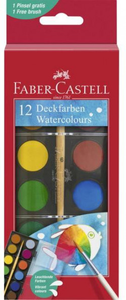 Vodové farby Faber Castell 12 farieb, 24mm