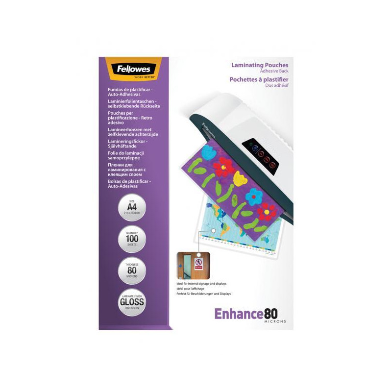Laminovacie fólie Fellowes A4 80 mic. adhezívne