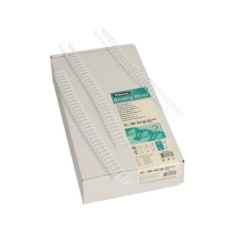 Drôtové hrebene Fellowes 12mm biele 3:1