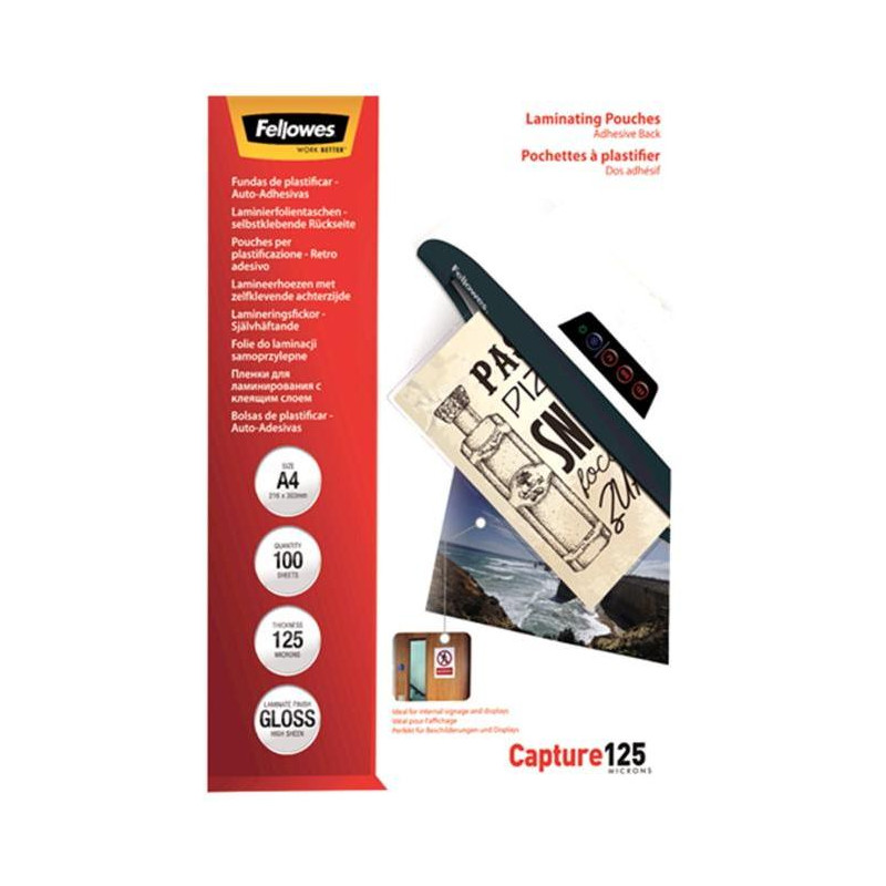 Laminovacie fólie Fellowes 216x303 A4 125mic adhezívne