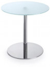 Konferenčný stolík SR 30, p. 60 cm, v. 60 cm, tvrdené mliečne sklo, kovová podnož chróm