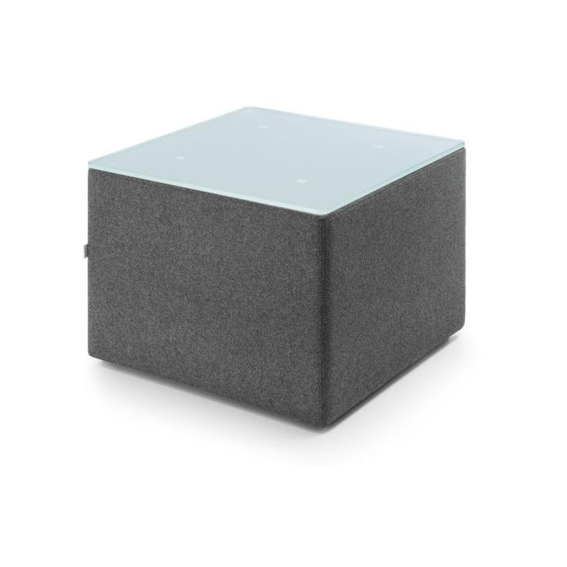 Konferenčný stolík Vancouver Oto, štvorec, mliečne tvrdené sklo, š.54 x h.54 x v.40 cm, látka Next NX-14 tmavosivá