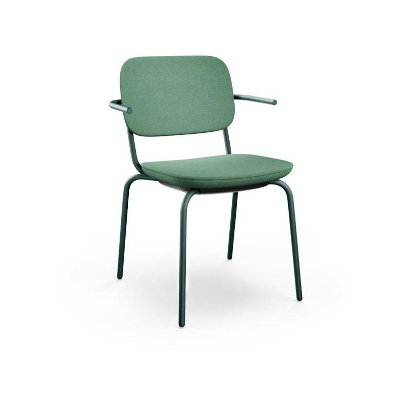 Konferenčná stolička Normo, podrúčky SP, rám RAL6004, látka Alba 7026 zelená