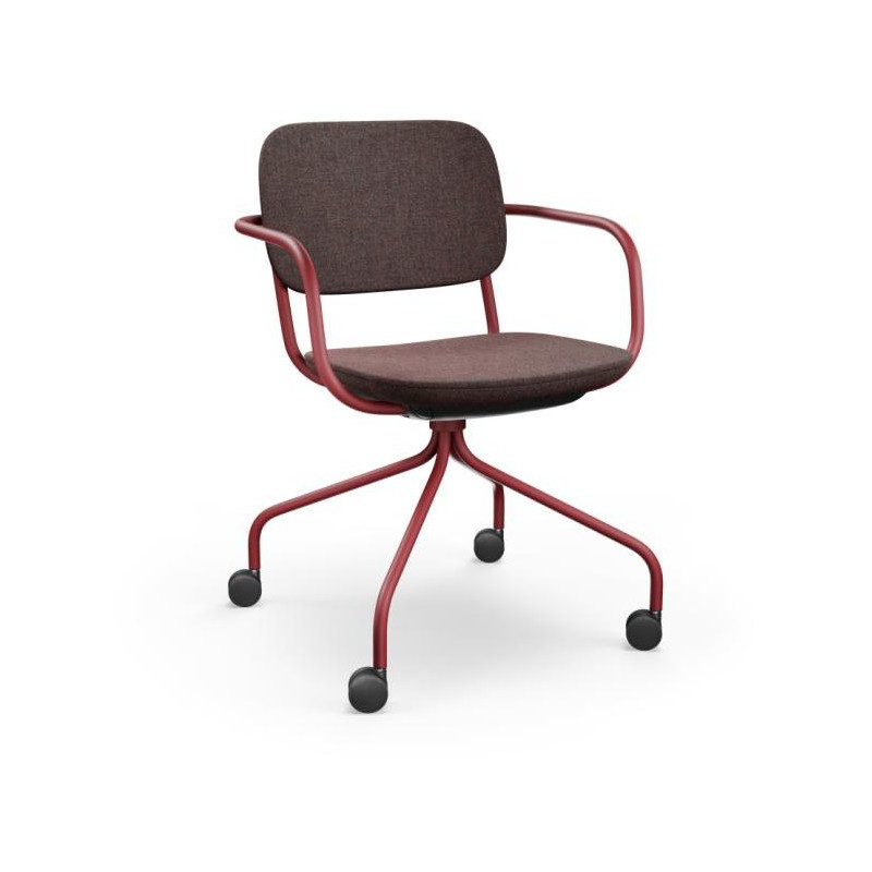 Konferenčná stolička Normo, podrúčky LP, rám RAL3005, látka Xtreme YS136 hnedá