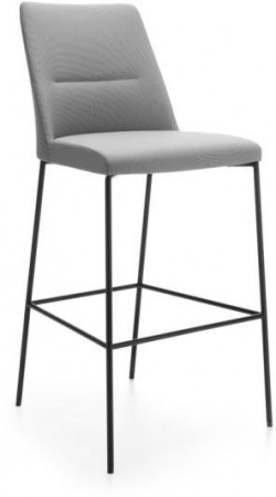Barová stolička Chic, výška sedu 79 cm, rám čierny, látka Next NX-12 sivá