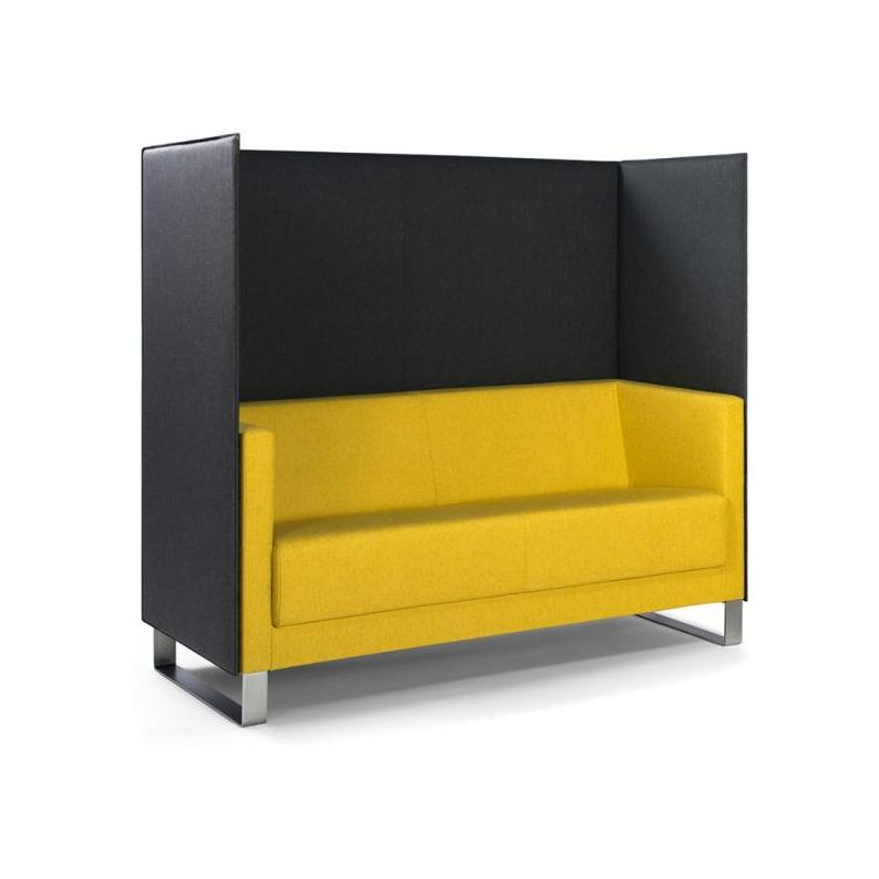 Dvojkreslo Vancouver Lite, lyžinové nohy chróm, látka Next NX-1 žltá, paraván látka NX-16 čierna