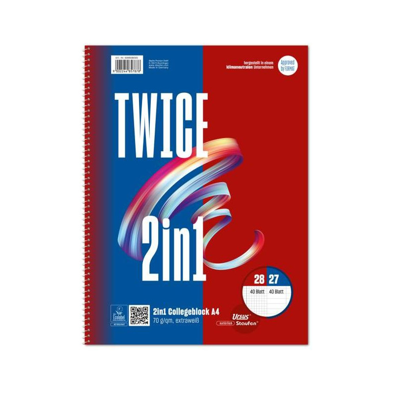 Blok College Format Werk Ursus A4 40 listov linajkový, 40 listov štvorčekový 70g