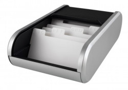 Stolová kartotéka na vizitky Helit Linear čierna/strieborná