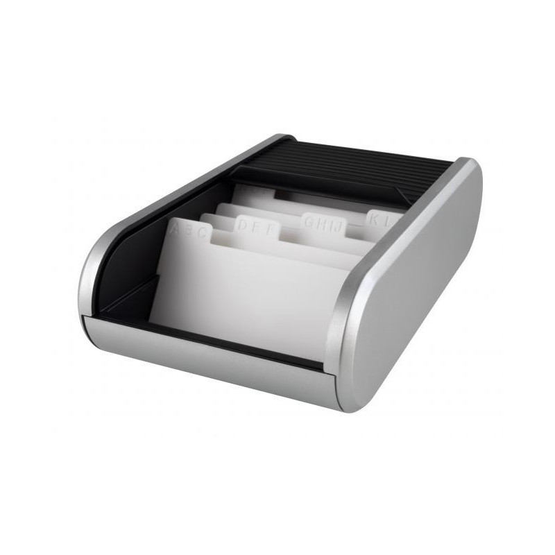 Stolová kartotéka na vizitky Helit Linear čierna/strieborná