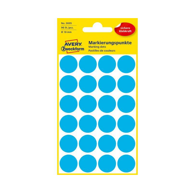 Etikety kruhové 18mm Avery modré