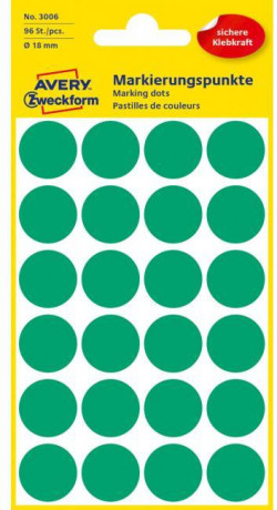 Etikety kruhové 18mm Avery zelené