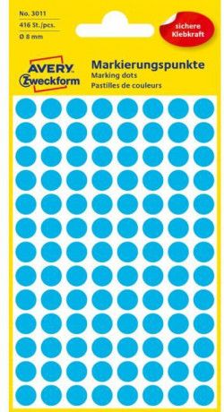 Etikety kruhové 8mm Avery modré