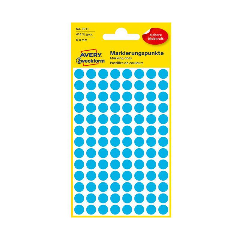 Etikety kruhové 8mm Avery modré