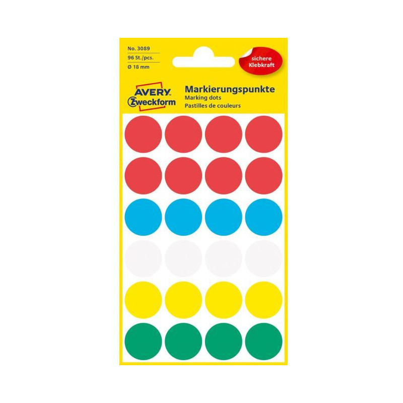 Etikety kruhové 18mm Avery mix farieb