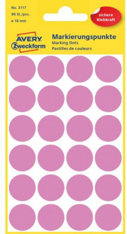 Etikety kruhové 18mm Avery ružové