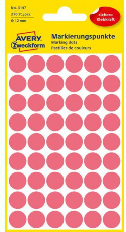 Etikety kruhové 12mm Avery neónovo červené