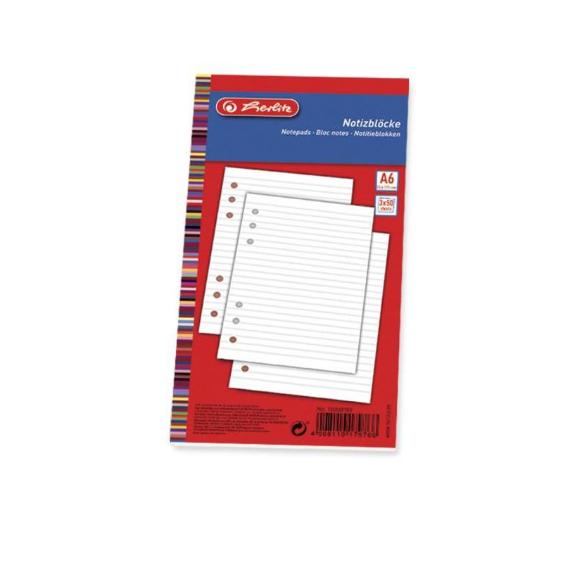 Náplň blok TP Herlitz A6 50 listov linajková 3 ks v bal.