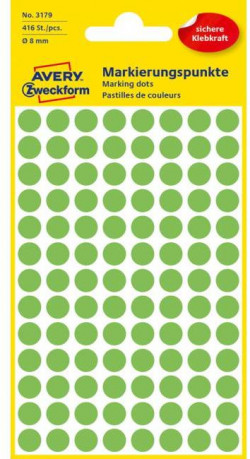 Etikety kruhové 8mm Avery neónovo zelené