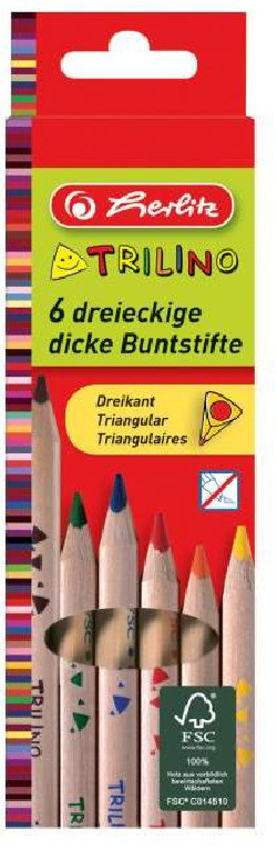 Farbičky Herlitz Trilino trojhranné 6 farieb