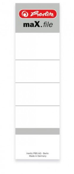 Štítok chrbtový násuvný Herlitz 8cm biely 10ks