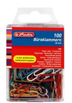 Spisové spony Herlitz 26mm 100ks farebné