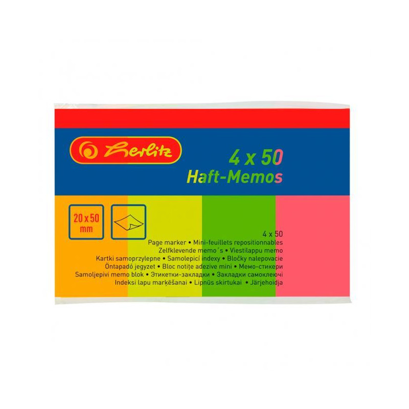 Záložky Herlitz papierové 20x50mm 50 ks 4 farby