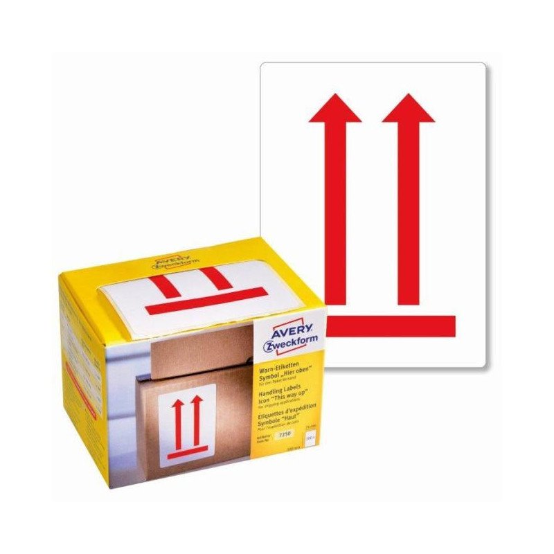 Etikety Avery s varovným symbolom ` Neklopiť` 74x100mm na kotúči