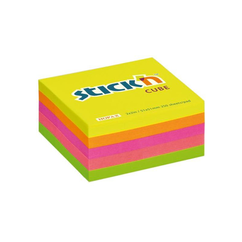 Samolepiaci bloček mini, 51x51 mm, neon mix