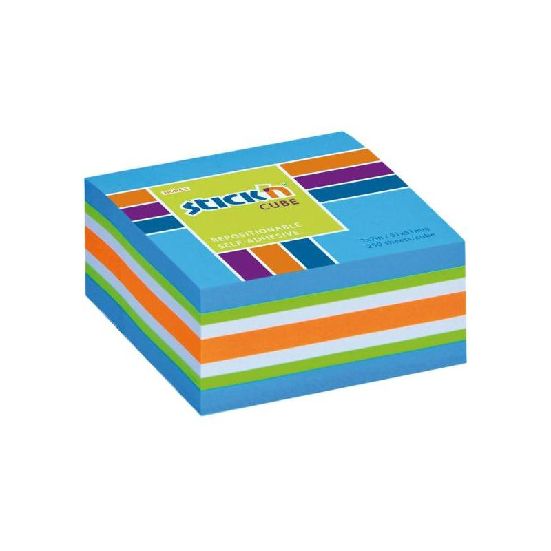 Samolepiaci bloček mini, 51x51 mm, modrý mix