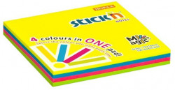 Samolepiaci bloček MAGIC 4 neónové farby, 76x76mm, 100 lístkov