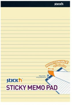 Poznámkový samolepiaci blok žltý linajkový, 25,4x17,8 mm, 50 listov