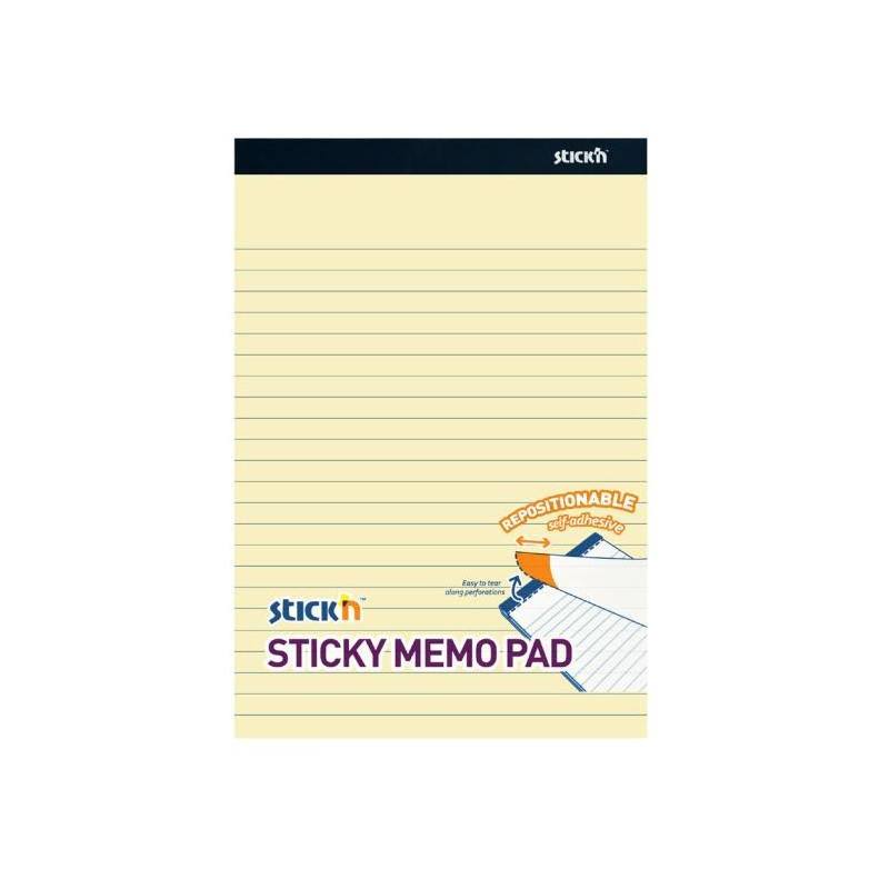 Poznámkový samolepiaci blok žltý linajkový, 25,4x17,8 mm, 50 listov