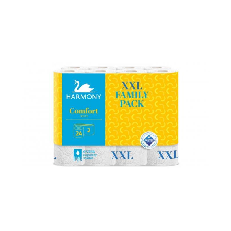 Toaletný papier 2-vrstvový Harmony Comfort biely recykel 24 ks