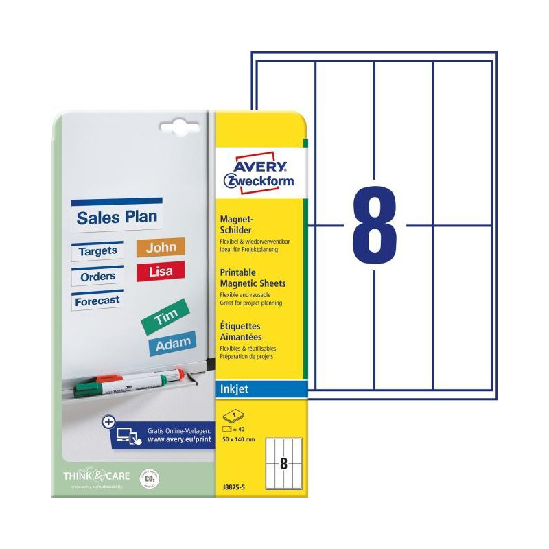 Magnetické popisovacie štítky Avery 50mm x 140m