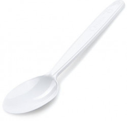 Kávove lyžičky plastové znovu použiteľné biele 13 cm (50 ks)