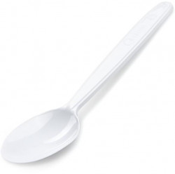 Lyžice plastové znovu použiteľné biele 18,5 cm (50 ks)