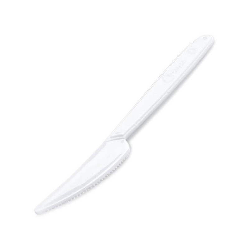 Nože plastové znovu použiteľné biele 18,5 cm (50 ks)
