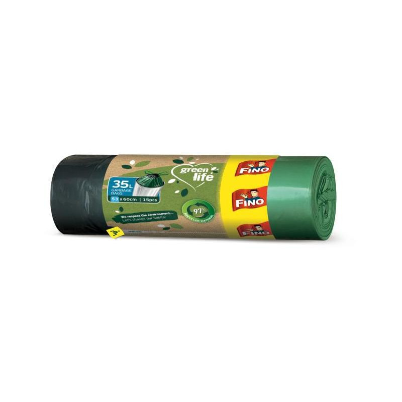 Vrecia zaťahovacie FINO Green Life Easy 35 ℓ, 22 mic., 53 x 60 cm (15 ks)