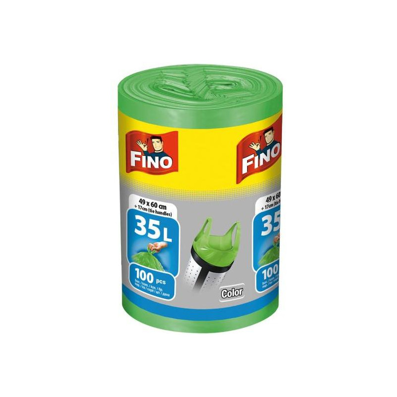Vrecia zaväzovacie FINO Color 35 ℓ, 8 mic., 49 x 60 cm, zelené (100 ks)