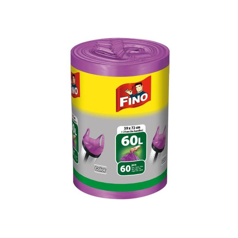 Vrecia zaväzovacie FINO Color 60 ℓ, 13 mic., 59 x 72 cm, fialové (60 ks)