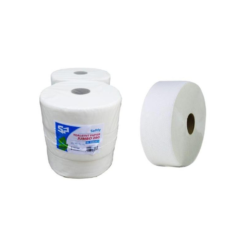 Toaletný papier 2-vrstvový Softly Jumbo 28 cm biely, celulóza, návin 250m