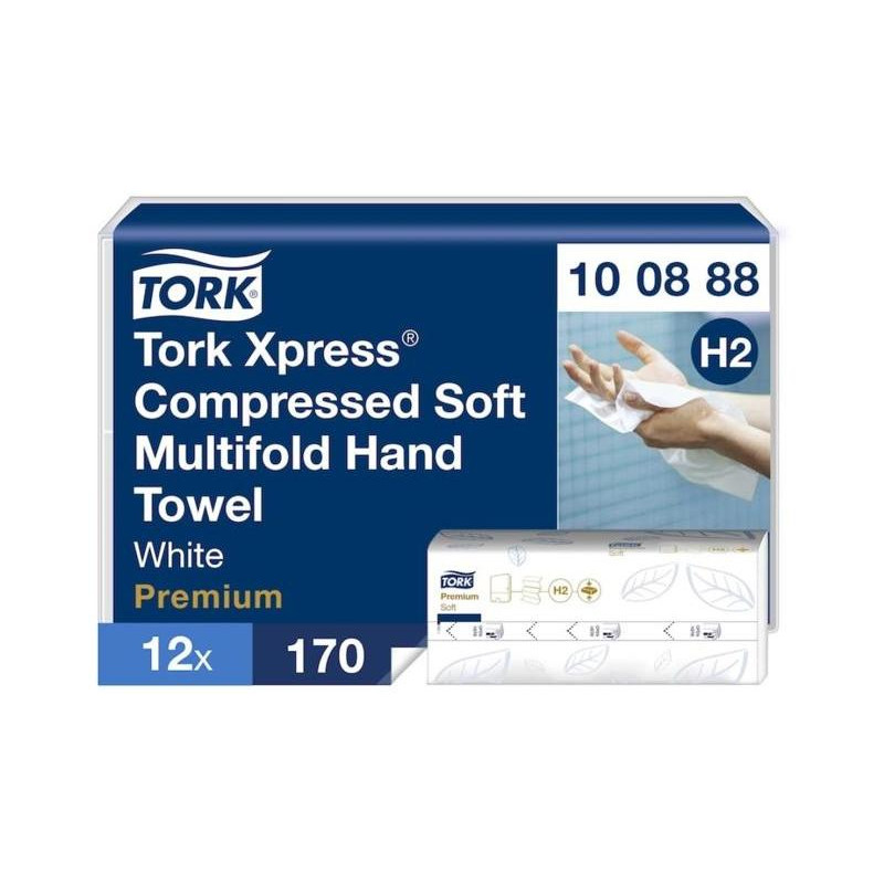 Papierové utierky skladané ZZ 2-vrstv. TORK Xpress Multifold stlačené jemné H2 (12 bal. x 170)