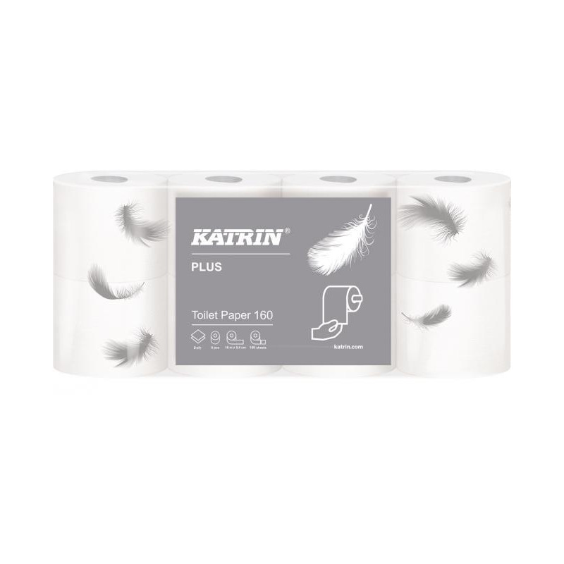 Toaletný papier 2-vrstvový Katrin Plus 160, návin 18 m (8 ks)