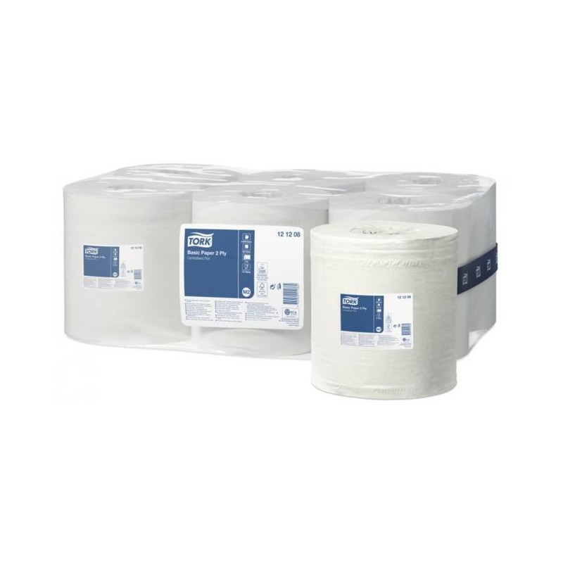 Papierové utierky v rolke so stred. odvíjaním 2-vrstv. TORK biele M2, návin 121,5 m (6 ks)