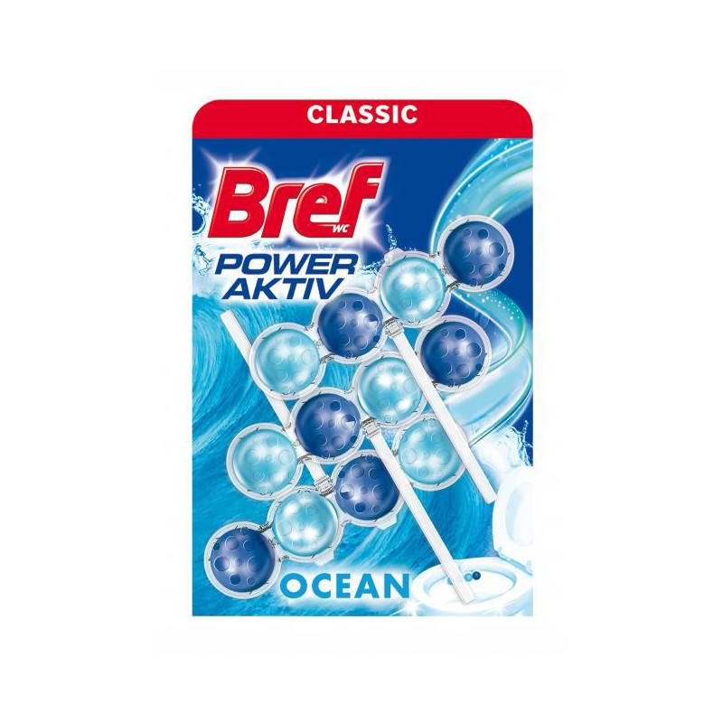 Bref Power Aktiv WC závesný blok tuhý 3 x 50 g Oceán